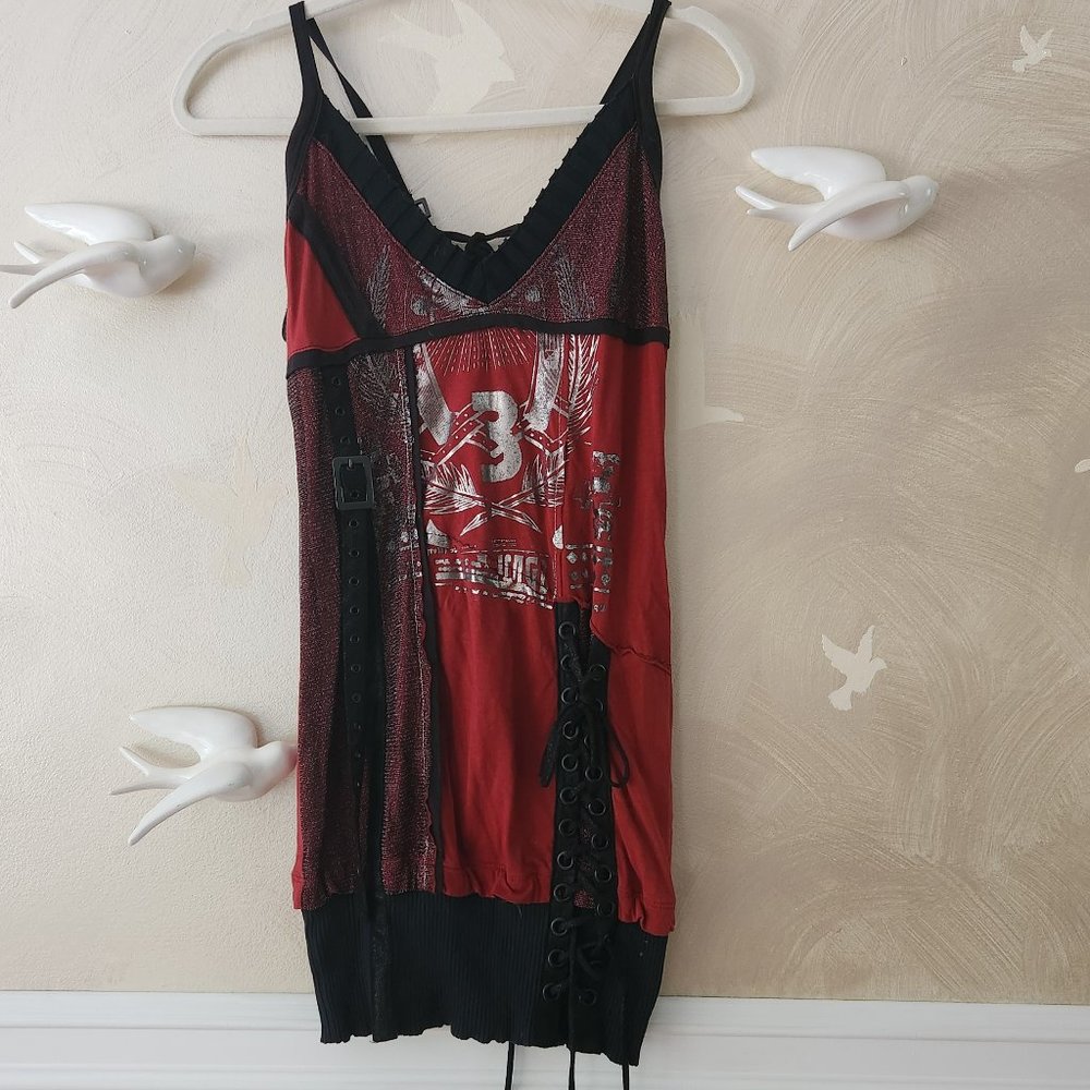 Red & Black Salvage Tunic